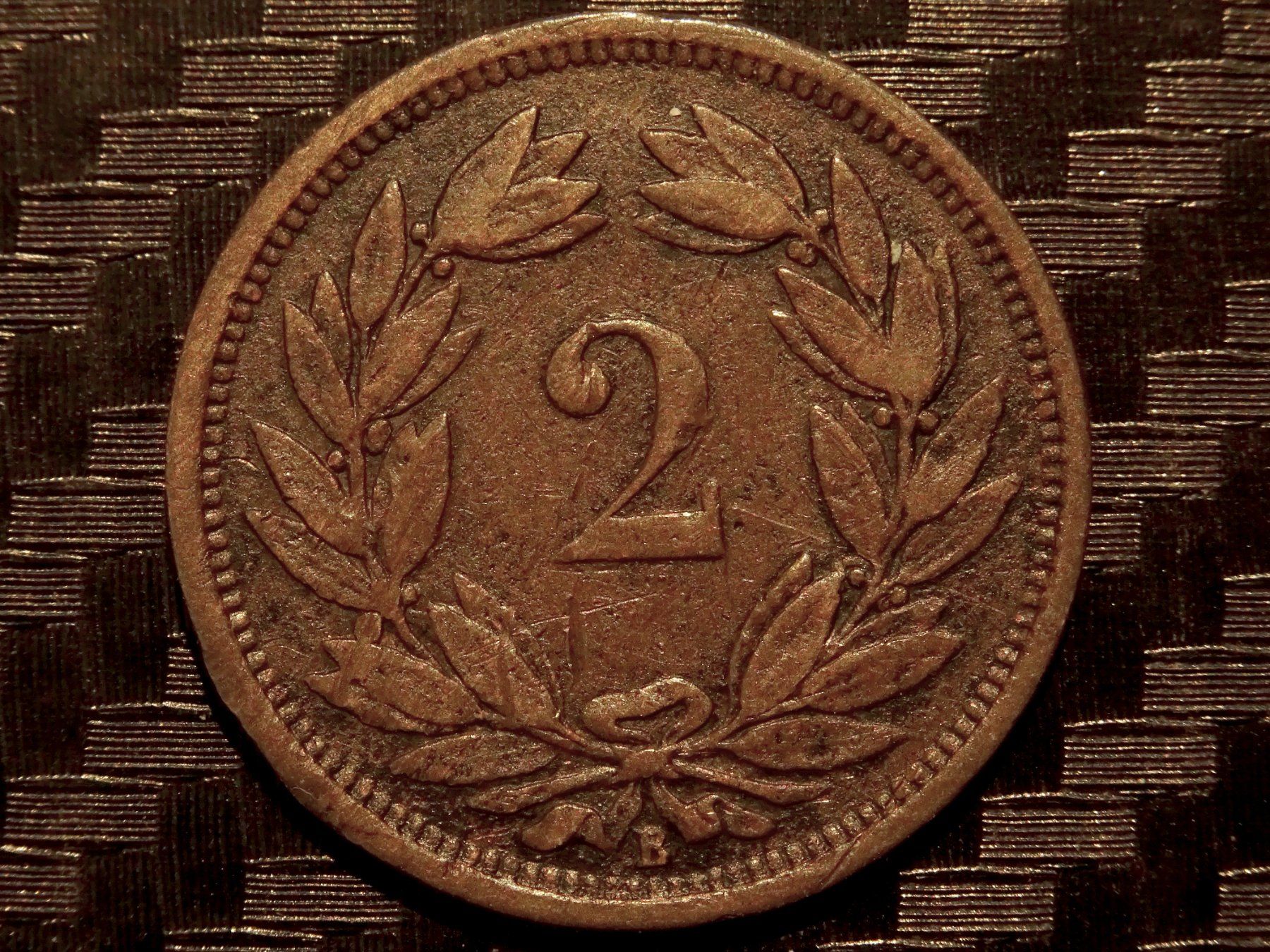 Tutti le monete: 1875 - 2 cts. 0.98 Mio.!!! 2.48gr!!! – Usato da Courgenay venduto da ZubR237 1