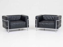 Cassina LC3 Sessel - Le Corbusier schwarzes Leder, 1960er J.