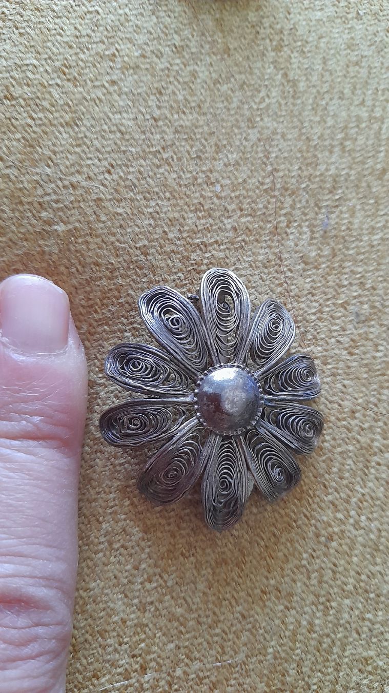 Spille & Fermagli: Spilla vintage argento 800 a forma di fiore – Usato da Lugano venduto da ann_5w7n 2