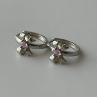 Silber 925 Rosa Herz Fliege Kreolen