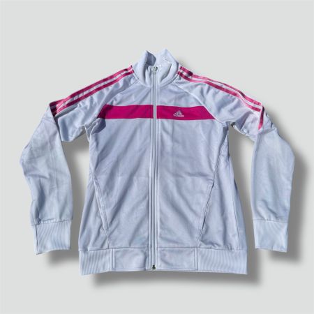 Adidas white and pink track jacket streetwear 90s streifen