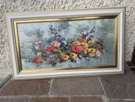 Grosses dekoratives Ölbild "Blumenpracht" – Hugues 