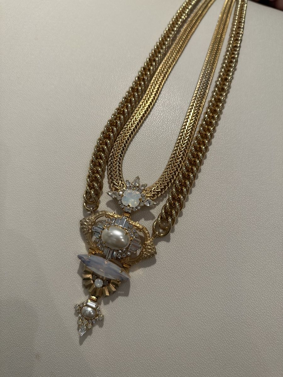 Catenine: Goldene Halskette mit Perlen & Kristall – Usato da Luzern venduto da ariazalea