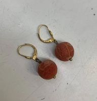 Old Antique 925 Silver Earrings, 100% Natural Spongy Coral,