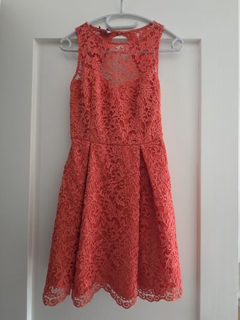 Coral summer party dress (Length: 84cm)