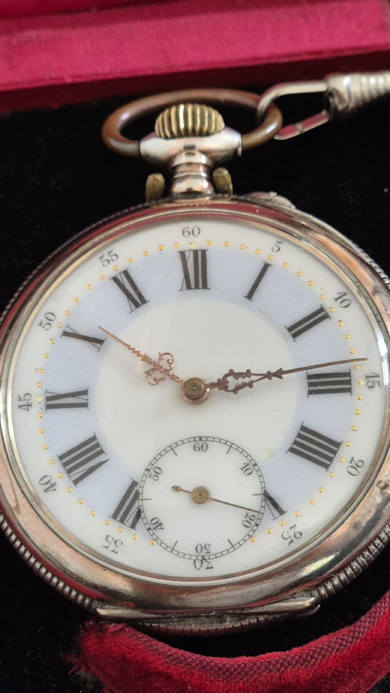 Uhren: Antike Silbertaschenuhr, ca. 53 mm mit Box – Gebraucht aus Marbach SG von Zippo1401 2