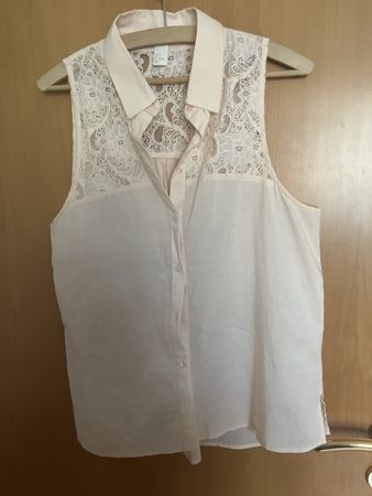 Chemise H&M sans manches dentelle rose T44