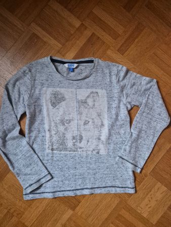 Langarmshirt blau/grau meliert, Gr. 110