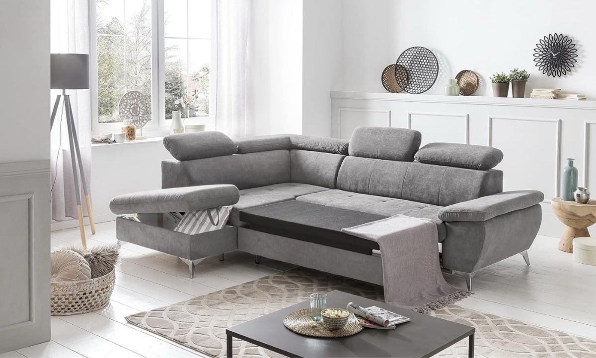 Divani: Ecksofa grau mit Schlaffunktion & Bettkasten – Usato da Thalwil venduto da mar_pvv8 3