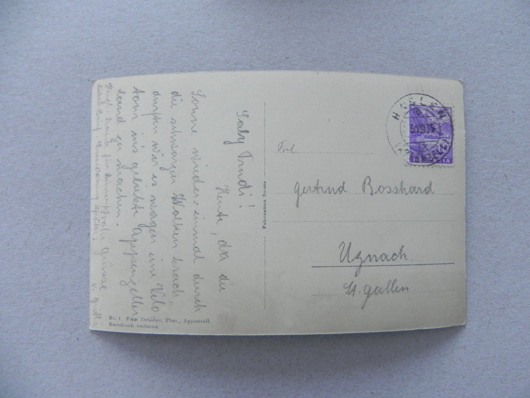 Cartoline postali: Ansichtskarte Haslen Appenzell IRh 1935 – Usato da Siebnen venduto da krimsie 1