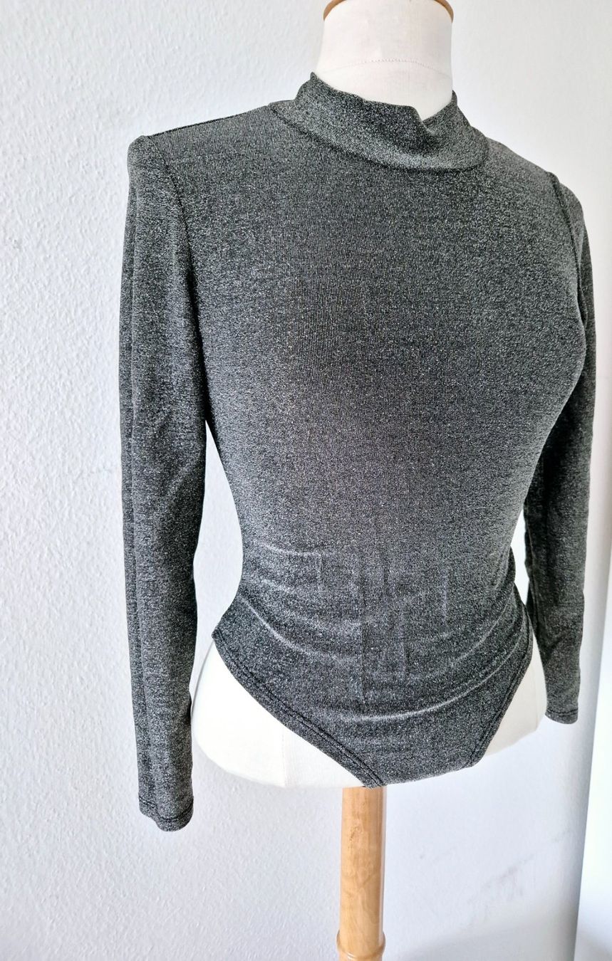 Maglioni & Felpe: BODY 36 SILBER SCHWARZ GLITZER FÄDEN PULLI BLUSE SHIRT TOP – Nuovo (secondo la descrizione) da Elsau venduto da the-colorful-side 3