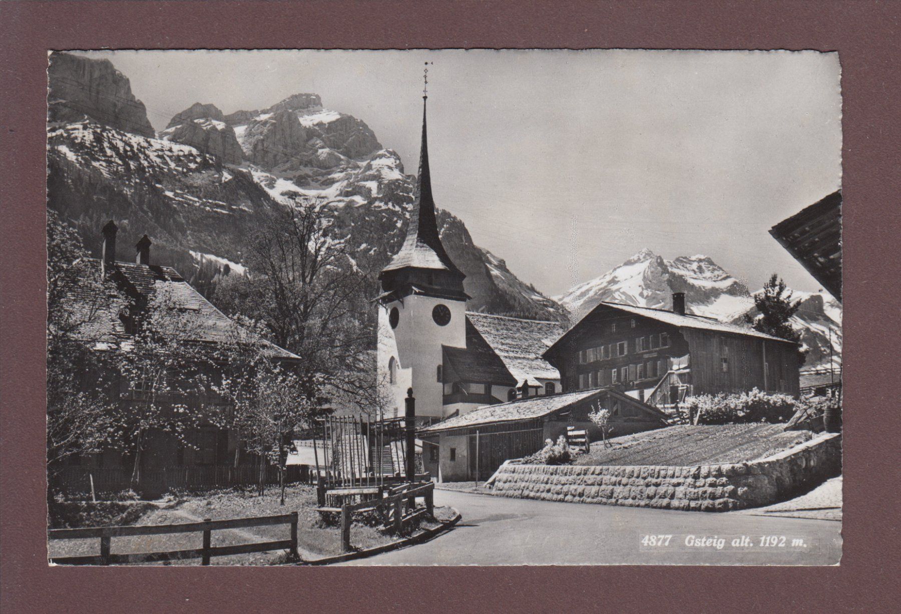 Cartoline postali: GSTEIG - Teil mit Kirche - 1955 – Usato da Pully venduto da nicecards