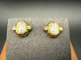 Elegante Goldfarbene Vintage-Ohrringe mit Strasssteinen