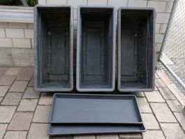 3 Pflanztröge Kunststoff schwarz
