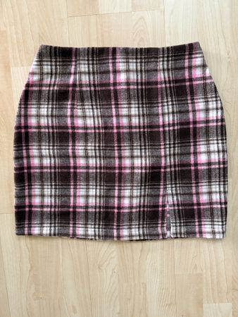 Herbst-Rock kariert braun pink Gr. XS top Zustand
