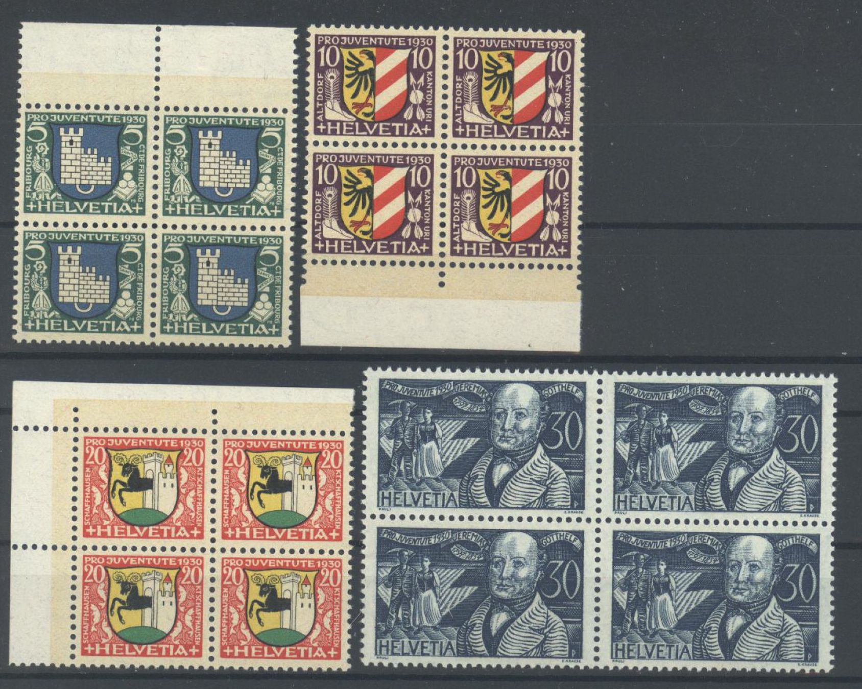 Tutti i francobolli: 1930, Pro Juventute, Viererblöcke ** – Usato da Willisau venduto da Vollstempel