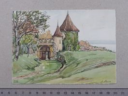 Künstlerkarte Château de Gorgier, 1944