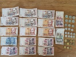 KUNA -  Lot de billets et pièces de monnaie Kuna Croatie