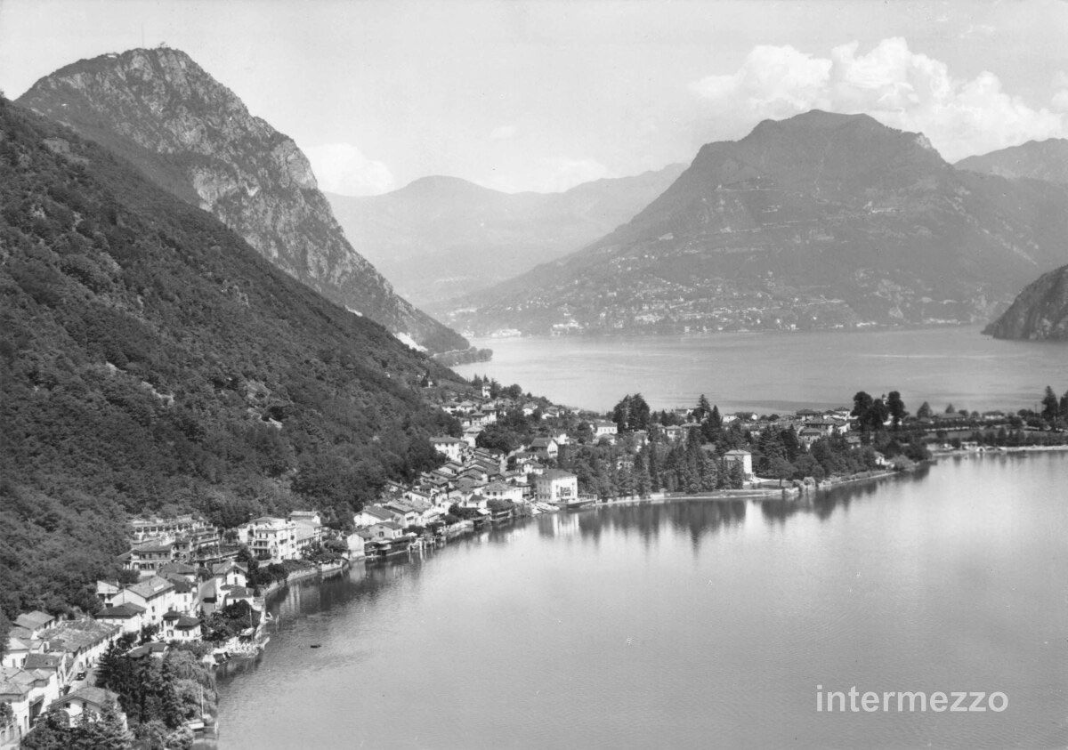 Ansichtskarten: Melide TI // 1963 Flugbild Aerofoto – Gebraucht aus Basel von intermezzo12