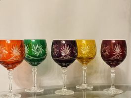 VINTAGE BLEIKRISTALL WEINGLÄSER MIT SCHLEUDERSCHLIFF MASSIV