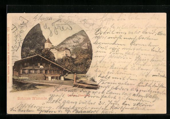 Cartoline postali: Wimmis /Berner Oberland, Schloss Wimmis – Usato da Berlin venduto da bartko-reher