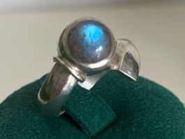 Bague argent 925 pierre labradorite, design moderne 5,76g