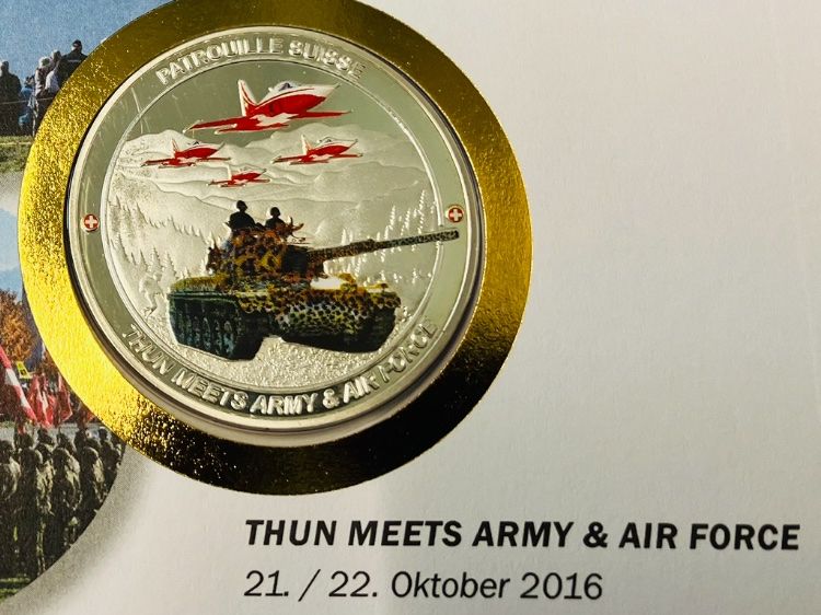 Medaglie: Patrouille Suisse  Numisbrief versilberte Medaille 2016 – Usato da Merenschwand venduto da Garfield2026