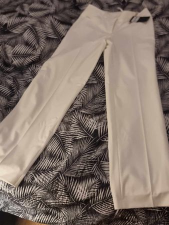 Pantalon Madeleine blanc élégant, taille M, neuf