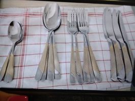 Cutlery set stainless steel with patterned handles 12 pcs