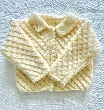 Handgestrickte Baby Jacke mit Mütze, Wolle, Grösse 62/68