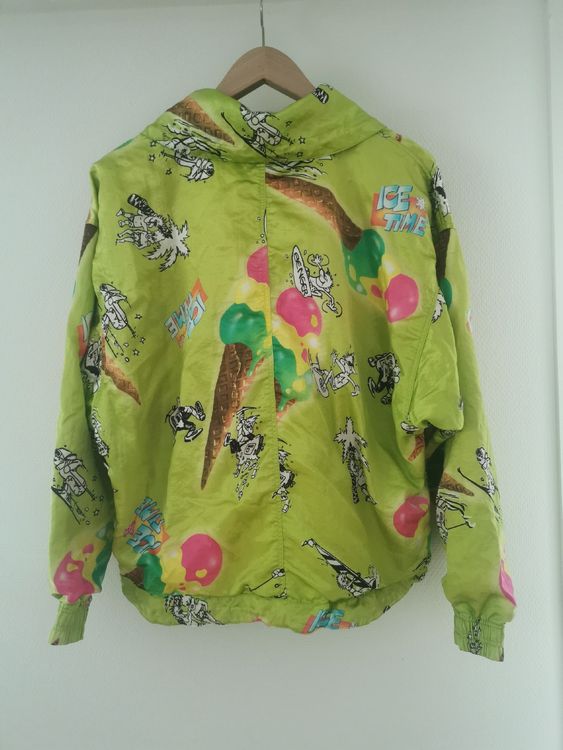 80er 90er Jahre Outfit Damen – 7-teiliges Karneval Kostüm Mit Jacke, Shorts, Bauchtasche & Accessoires, Retro Trainingsanzug
