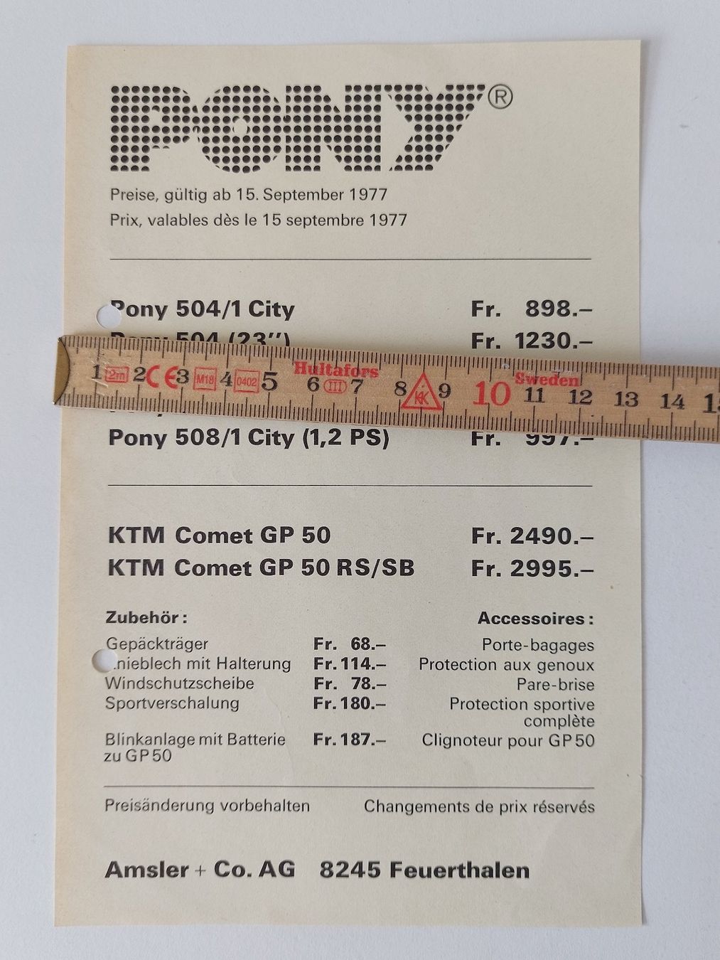 Pony Documenti: Prospekt Mofa Pony Preisliste Pony – Usato da Schenkon venduto da TG10