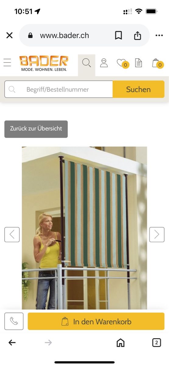 Tende da sole: Sonnenstore Seitenschutz Balkon – Usato da Henggart venduto da fschiesser68 1