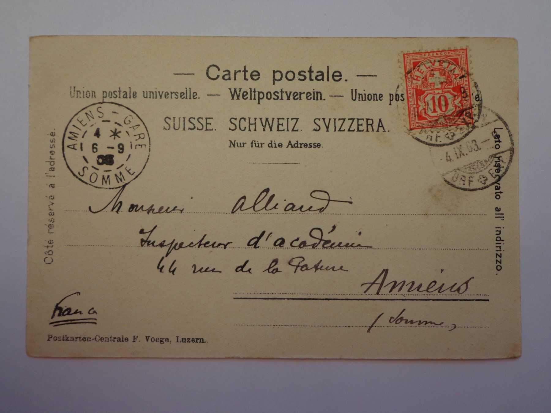 Cartoline postali: Antike Postkarte Ansichtskarte Luzern und Rigi 1903 – Usato da Andeer venduto da Baerenburger 1