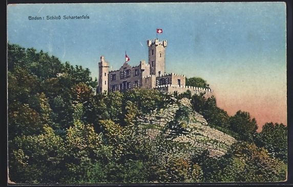 Cartoline postali: Baden, Ansicht vom Schloss Schartenfels – Usato da Berlin venduto da bartko-reher