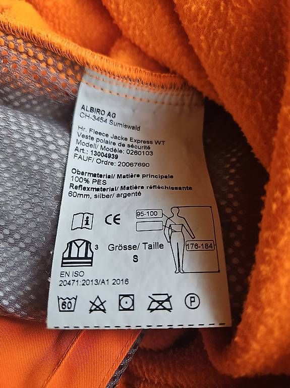 Giacche: Fleece Sicherhheitsjacke Warnjacke Arbeitsjacke – Usato da Sisikon venduto da bryke 3