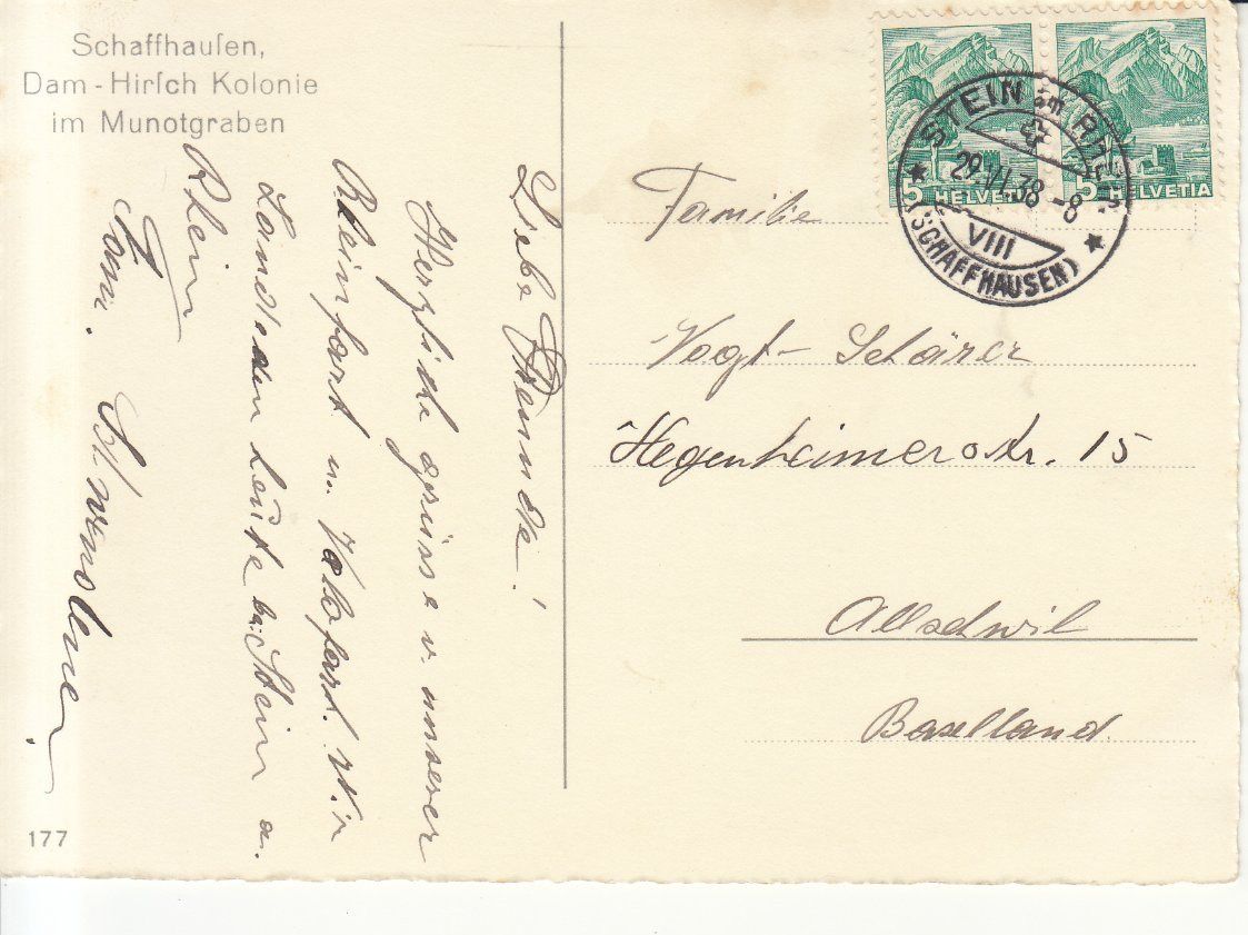 Cartoline postali: Schaffhausen Damhirsch 1938 – Usato da Bürglen TG venduto da StampGraf 1
