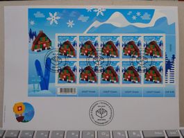 FDC Kleinbogen Lego Chalet mit Sticker!