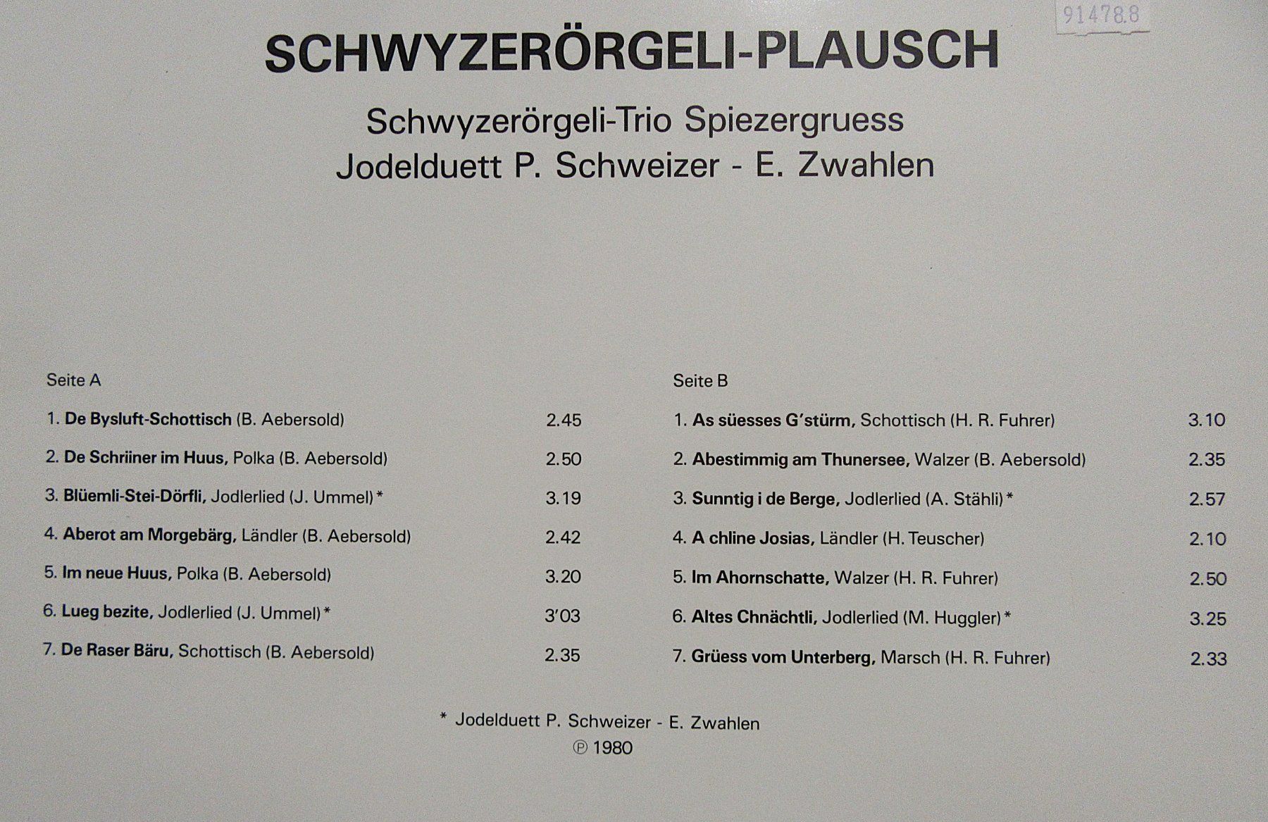 Dischi in vinile: Schwyzerörgeli-Plausch • LP ab CHF 5.00 – Usato da Auenstein venduto da Padabimbim 2