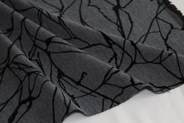 Stoff Stretch Baumwolle/Viscose h.grau/schwarz beflockt