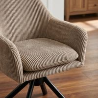 Neuer Stuhl "Elys" 360° Drehbar Cordstoff Beige Stahlgestell