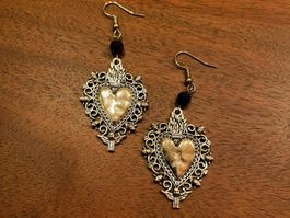 Ohrringe Herz, Vintage Look,  Gothic