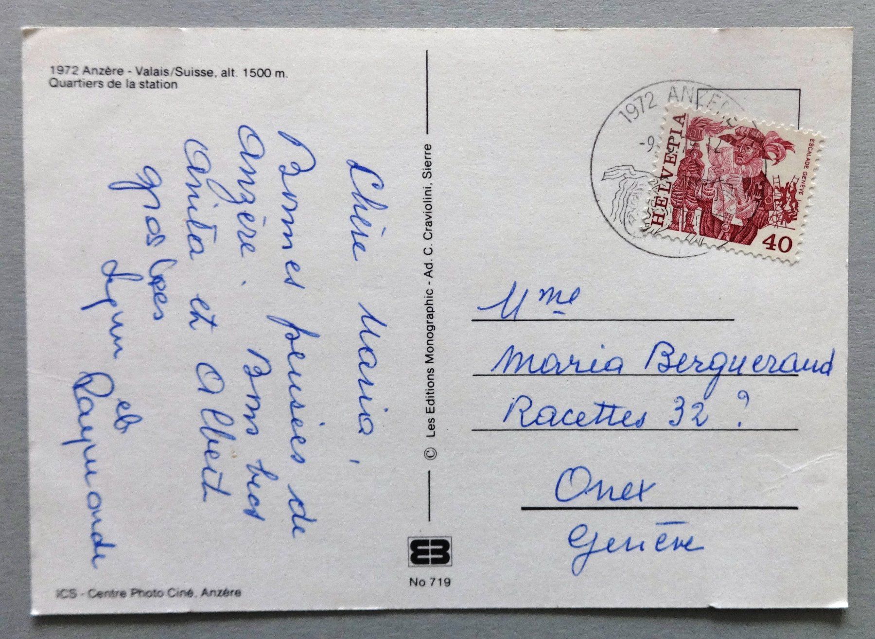 Cartoline postali: Anzère, Quartiers de la station – Usato da Fétigny venduto da Billy2miny 1