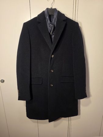 Herren Mantel Michel schwarz Wolle Kaschmir Grösse 50