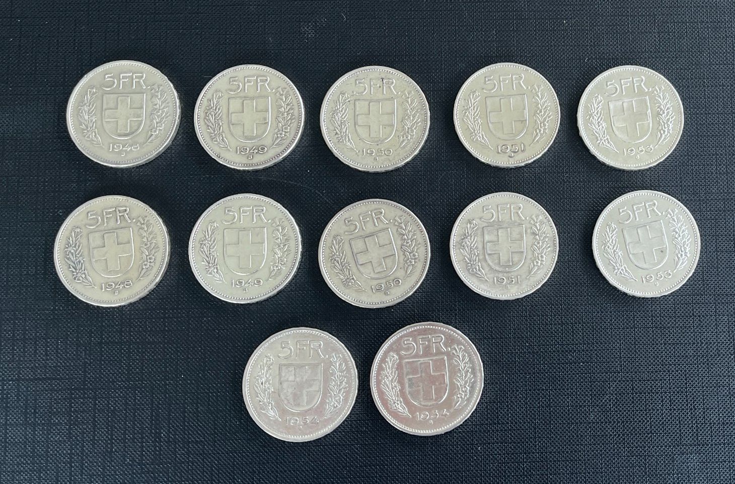 Tutti le monete: 12 Silber Fünfliber 1948 - 1954 – Usato da Emmenbrücke venduto da DanielStulz62 1