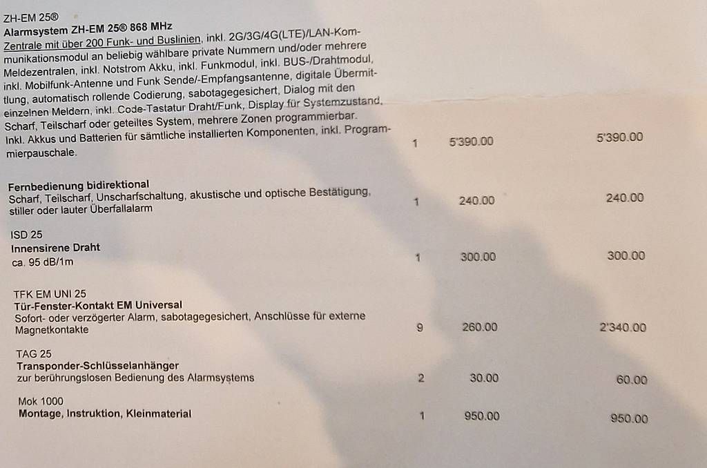 Sistemi d'allarme: Alarmanlage EM Haustechnik – Usato da Oberweningen venduto da ale_9tzh