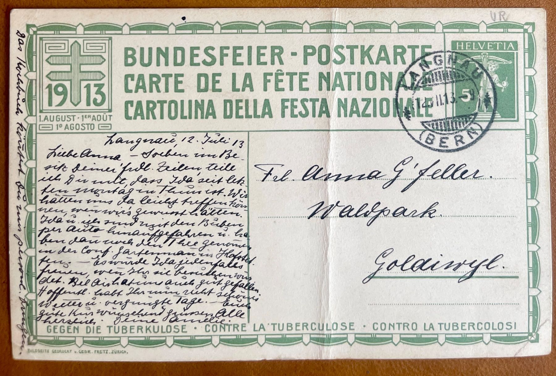 Cartoline postali: AK: RÜTLI - Bundesfeier - Postkarte 1913 – Usato da Lutry venduto da Ediego 1