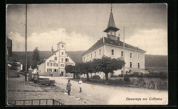 Cartoline postali: AK Geneveys sur Coffrane, Hotel Commune – Usato da Berlin venduto da bartko-reher