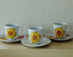 Tasses à café et soucoupes, porcelaine Langenthal, années 70