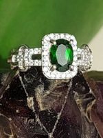 💚925 Silberring mit grünem Diopsid – Vintage Stil✨